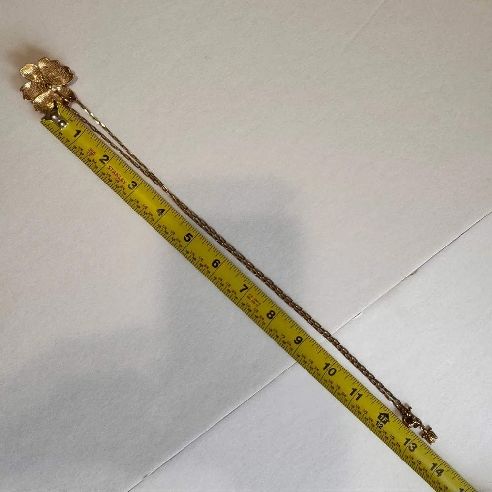 J.Crew Coral Pink Enamel Flower Pendant Necklace Gold Tone 26” - Picture 8 of 12